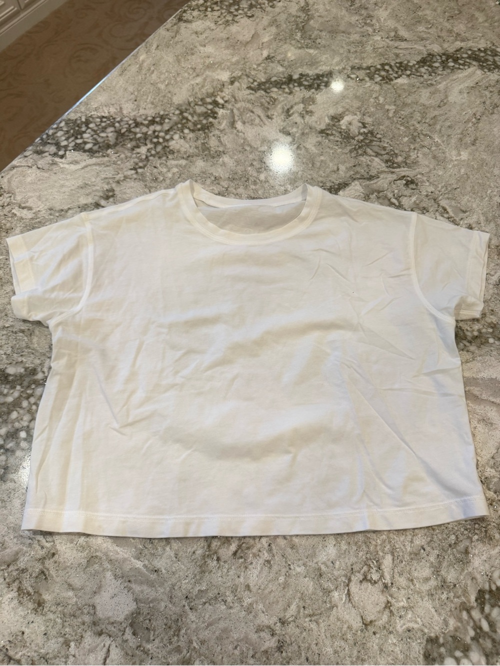 lululemon athletica White Cropped Crew Neck Tee